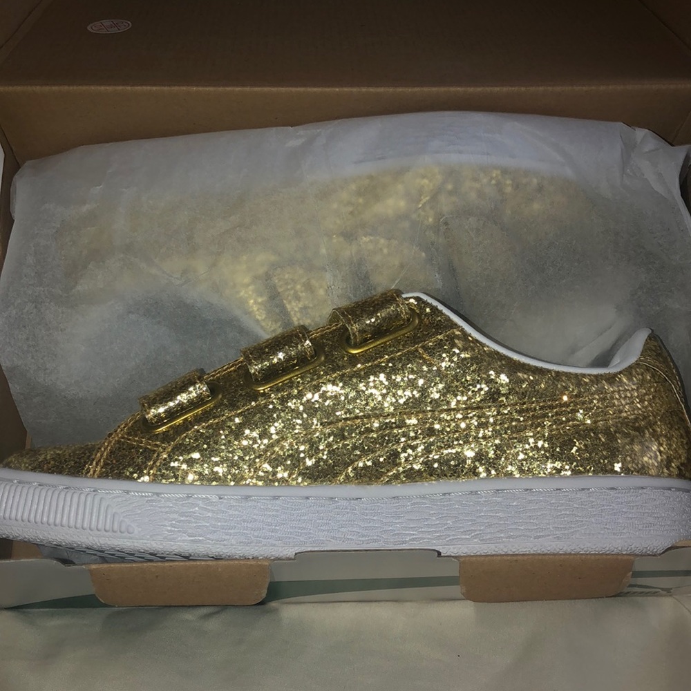 Puma Basket Strap Glitter Shoes
